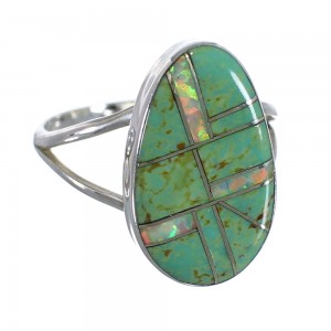 Sterling Silver Turquoise And Opal Inlay Ring Size 5-3/4 RX57624