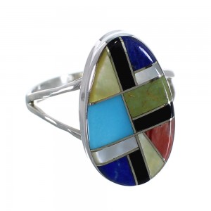 Authentic Sterling Silver And Multicolor Jewelry Ring Size 7-1/4 VX58610