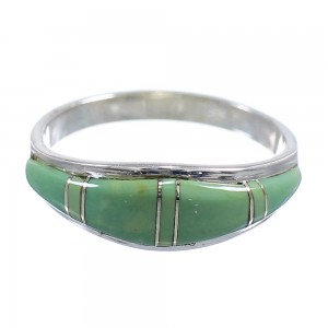Authentic Sterling Silver Turquoise Inlay Southwestern Jewelry Ring Size 5-3/4 WX58927