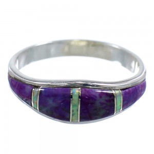 Opal And Magenta Turquoise Inlay Silver Ring Size 6-1/4 VX57706
