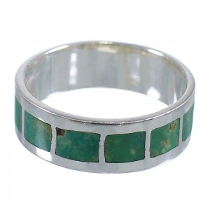 Authentic Sterling Silver And Turquoise Inlay Jewelry Ring Size 6-3/4 VX58430