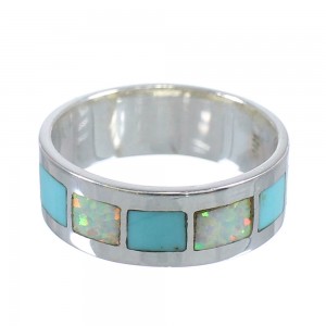 Opal Turquoise And Silver Jewelry Ring Size 7-3/4 VX58313