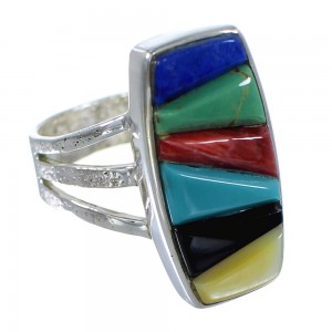 Southwestern Multicolor And Sterling Silver Jewelry Ring Size 6 VX58881