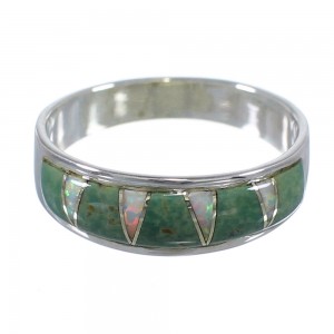Southwest Turquoise Opal Inlay Sterling Silver Ring Size 6-1/2 RX82979
