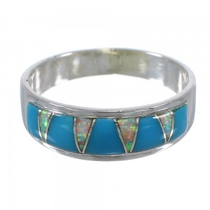 Genuine Sterling Silver Turquoise Opal Inlay Ring Size 8-1/2 RX82957