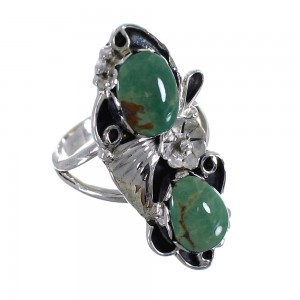 Turquoise And Genuine Sterling Silver Flower Ring Size 5-1/4 RX60197