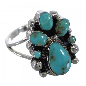Southwestern Turquoise Sterling Silver Ring Size 5-3/4 RX60427