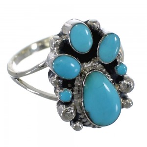 Sterling Silver Southwestern Turquoise Ring Size 7-1/4 RX60438