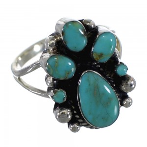 Authentic Sterling Silver And Turquoise Ring Size 6-3/4 RX60453
