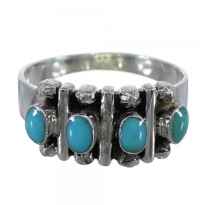Authentic Sterling Silver Turquoise Ring Size 7-3/4 RX60663