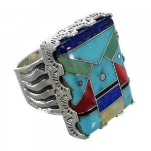 Southwestern Multicolor And Sterling Silver Ring Size 6-1/2 YX76202