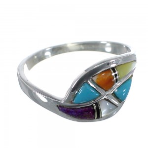 Multicolor Inlay And Silver Southwestern Ring Size 6-1/4 YX76277