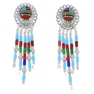 Multicolor Sterling Silver Concho Bead Earrings EX57638