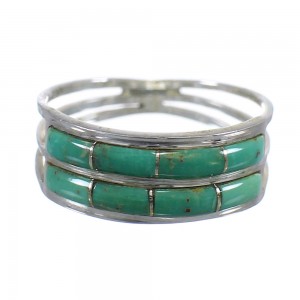 Southwest Turquoise Genuine Sterling Silver Ring Size 5 QX79801