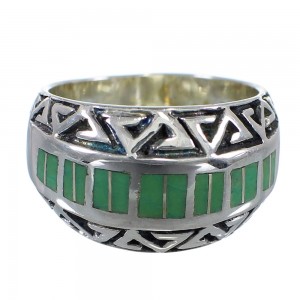Turquoise Inlay Silver Water Wave Jewelry Ring Size 7 AX80084
