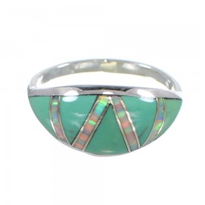 Southwestern Opal And Turquoise Silver Jewelry Ring Size 5-1/2 AX82809