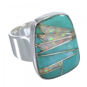 Sterling Silver Turquoise And Opal Ring Size 5 AX83334
