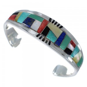 Substantial Sterling Silver Multicolor Cuff Bracelet VX60600