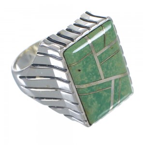 Sterling Silver And Turquoise Inlay Ring Size 11-1/4 RX59715