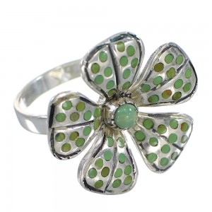 Turquoise Inlay Flower Authentic Sterling Silver Ring Size 6 RX88450