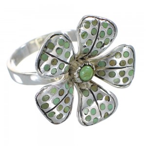 Turquoise Inlay Genuine Sterling Silver Flower Ring Size 5-3/4 RX59875