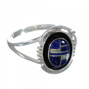 Lapis And Opal Inlay Southwest Sterling Silver Ring Size 5-1/4 WX61073