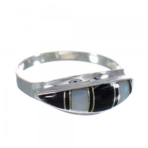 Jet Mother Of Pearl Genuine Sterling Silver Ring Size 6-1/4 RX92489