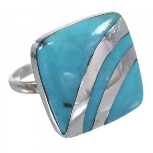 Southwest Turquoise Sterling Silver Ring Size 6-1/4 QX79331