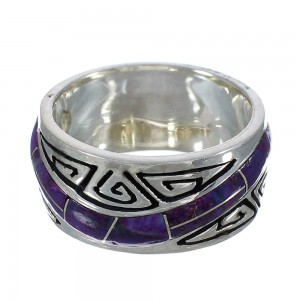Southwestern Silver Magenta Turquoise Inlay Water Wave Ring Size 5 QX74290