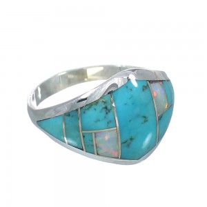 Opal Turquoise Inlay Genuine Sterling Silver Southwest Ring Size 6-3/4 RX61807