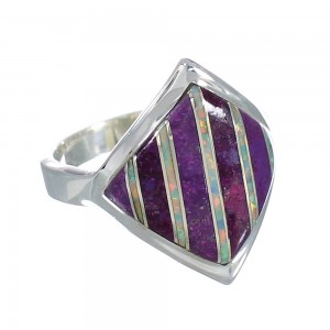Genuine Sterling Silver And Magenta Turquoise Opal Inlay Ring Size 4-3/4 RX60784