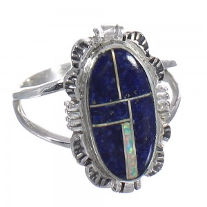 Genuine Sterling Silver Lapis And Opal Southwest Jewelry Ring Size 7-3/4 VX61272