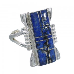 Lapis Inlay Genuine Sterling Silver Ring Size 6-3/4 VX61335