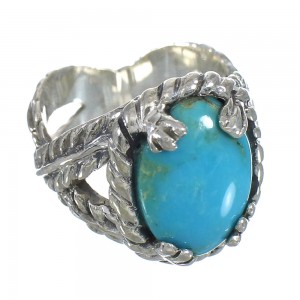 Genuine Sterling Silver Southwestern Turquoise Ring Size 4-1/2 RX61983