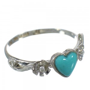 Sterling Silver Turquoise Heart Flower Ring Size 5-3/4 RX62186
