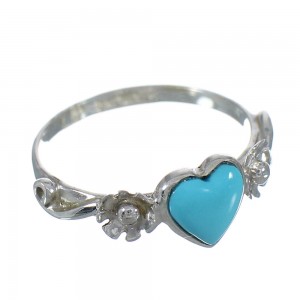 Authentic Sterling Silver Southwest Turquoise Heart Flower Ring Size 6-1/4 RX62353