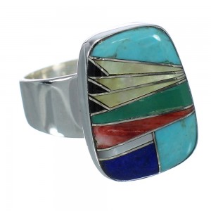 Multicolor Silver Southwest Ring Size 8-3/4 YX74916