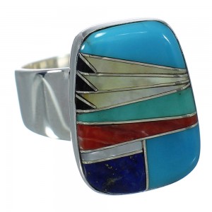Sterling Silver And Multicolor Southwest Ring Size 7-1/2 YX74950