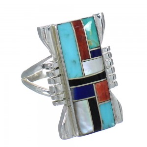 Multicolor And Silver Southwest Jewelry Ring Size 4-3/4 YX75077