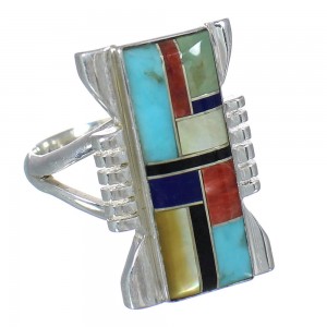 Multicolor And Sterling Silver Southwestern Jewelry Ring Size 5-1/2 YX75106