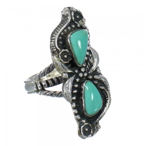 Authentic Sterling Silver Southwest Turquoise Ring Size 5-1/4 RX62869