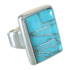 Southwest Turquoise Silver Ring Size 7-1/4 YX70439