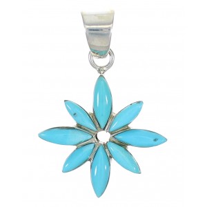 Flower Turquoise Inlay Sterling Silver Pendant MX63156