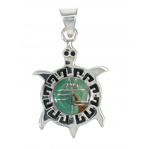 Sterling Silver Turquoise Inlay Turtle Pendant MX62799