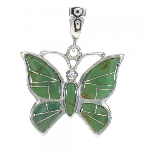 Butterfly Turquoise Inlay Sterling Silver Pendant MX62828