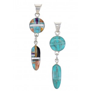 Southwest Multicolor Sterling Silver Reversible Pendant MX65582