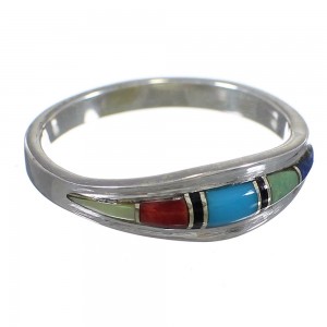 Multicolor Inlay Southwest Silver Ring Size 6-1/4 QX75697