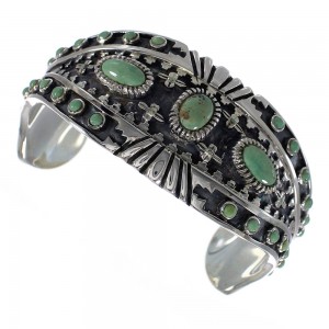 Genuine Sterling Silver Southwest Turquoise Heavy Bracelet Jewelry VX63371