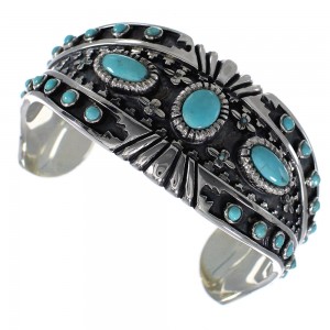 Southwest Genuine Sterling Silver Turquoise Cuff Bracelet VX63748