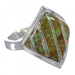 Silver Southwestern Turquoise Opal Ring Size 6-1/2 QX82445